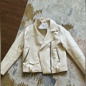 zara kids cream leather jacket